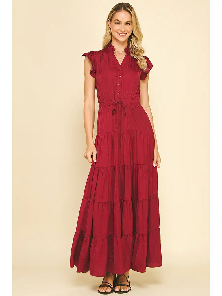 Gia Satin Tiered Dress