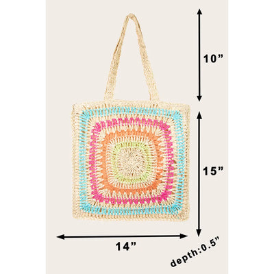 Rainbow Crochet Knit Tote Bag