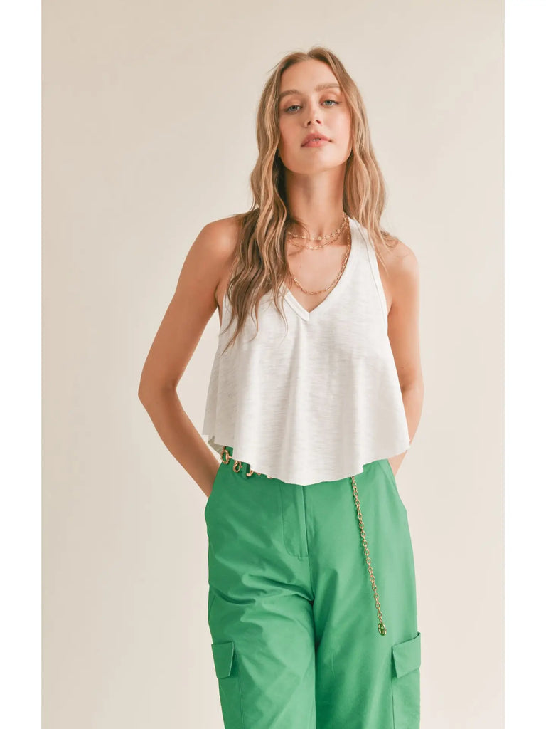 Sleeping in V Neck Crop Tank