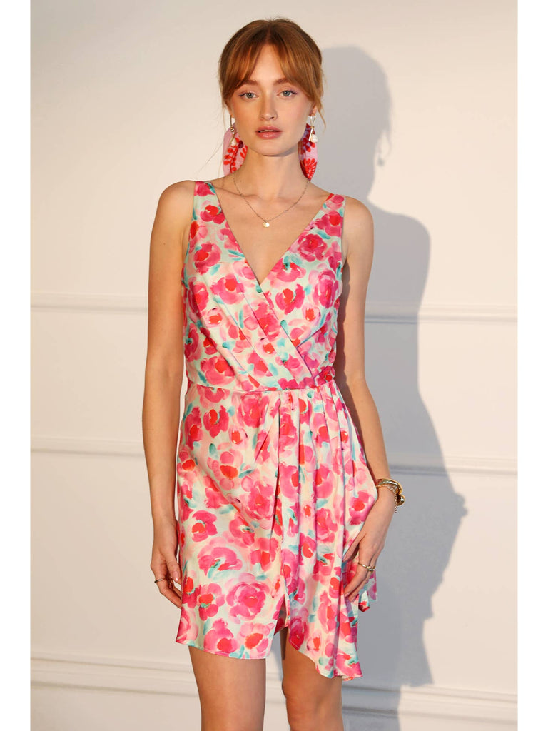 Alma Drape Front Floral Mini Dress