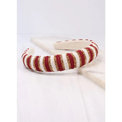 Sloane Striped Headband Burgundy