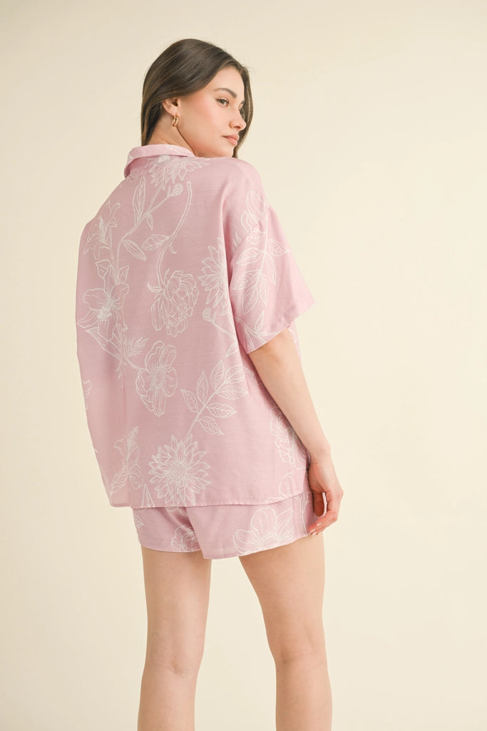 Violet Floral Short Set