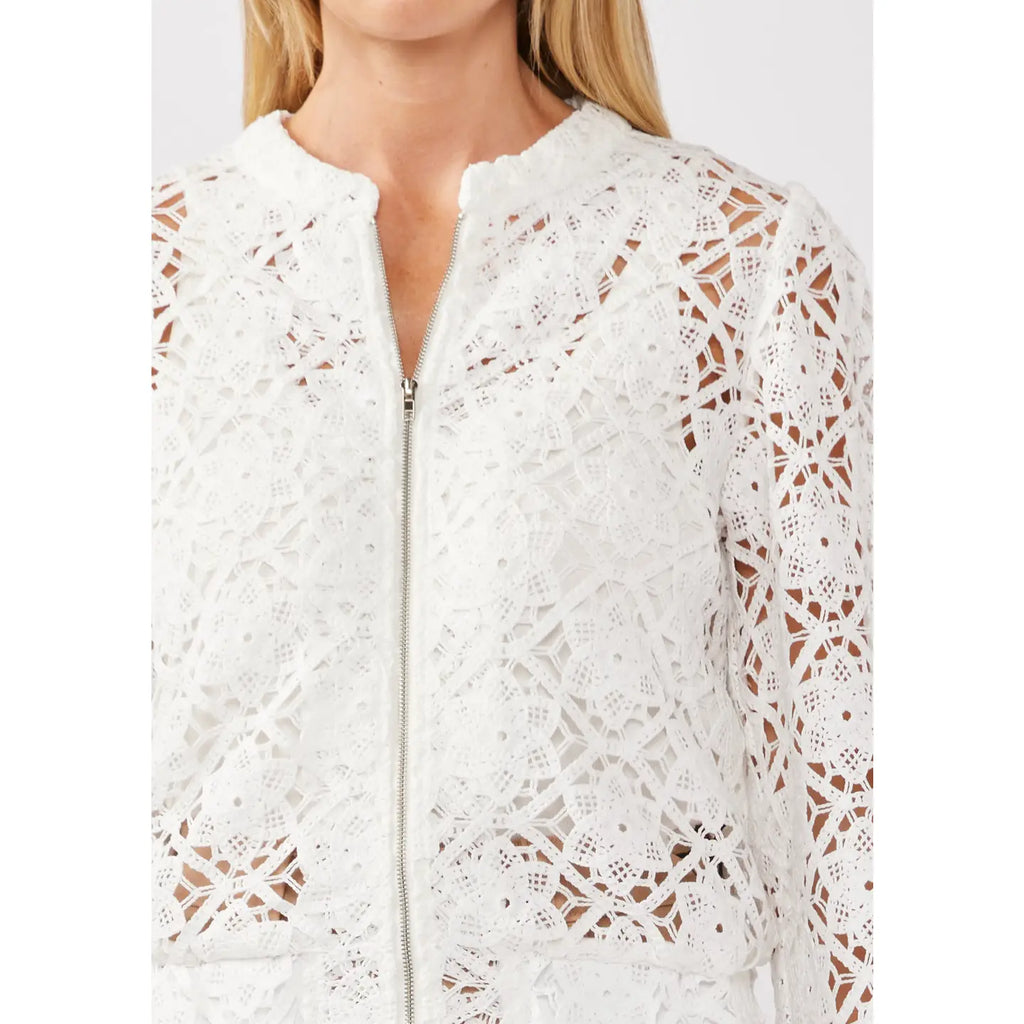 Floral Crochet Lace Bomber Jacket