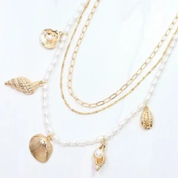 Calm Seas Pearl and Shell Necklace