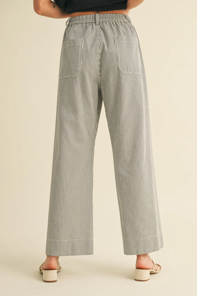 Striped High Waist Wide Leg Pants