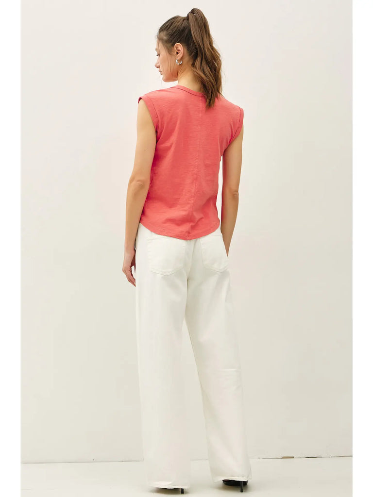 Cap Sleeve Garment Dyed Top
