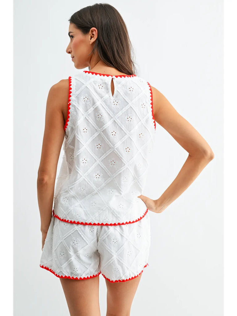 Eyelet Embroidered Shorts Set