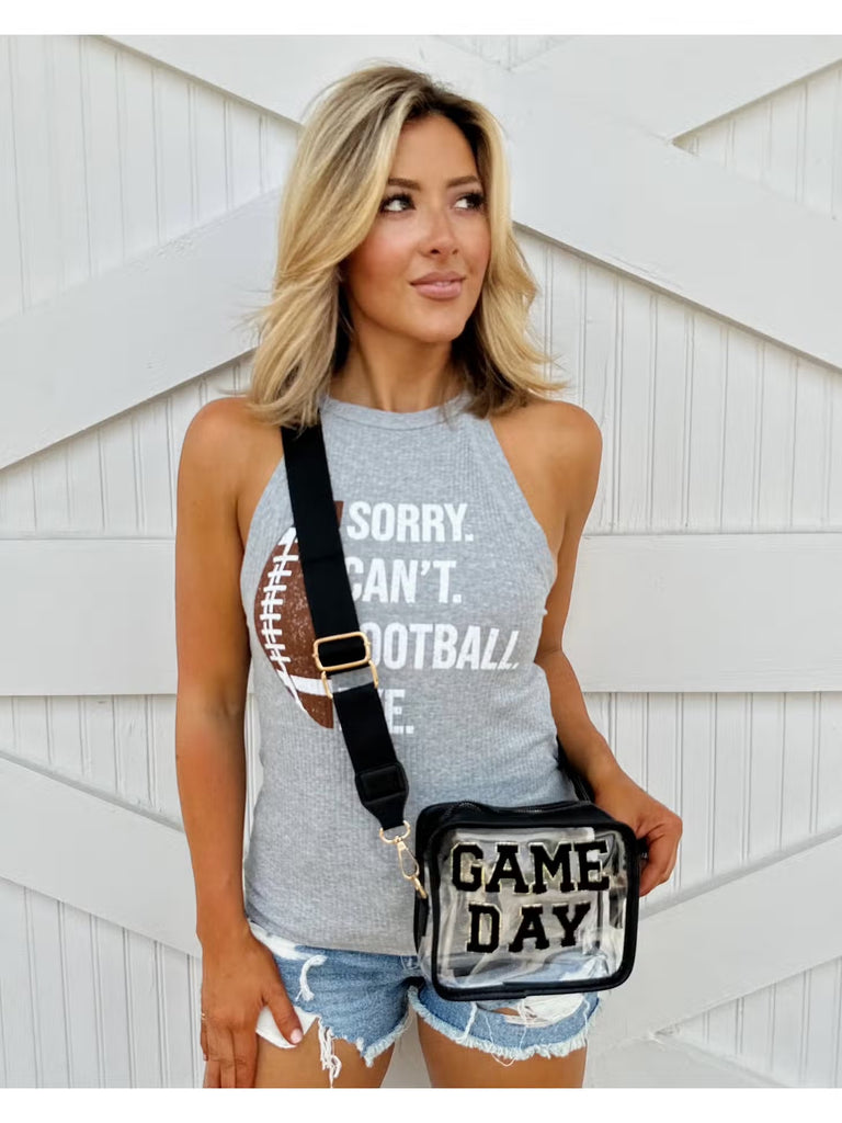 Black Game Day Chenille Handbag