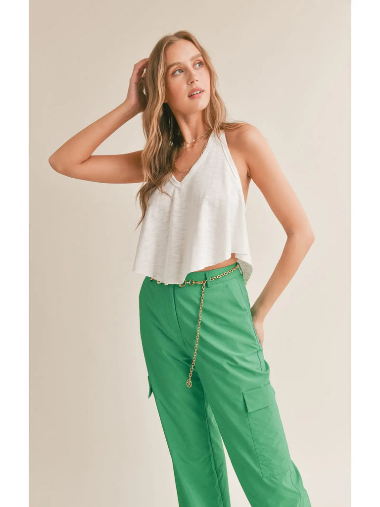 Sleeping in V Neck Crop Tank