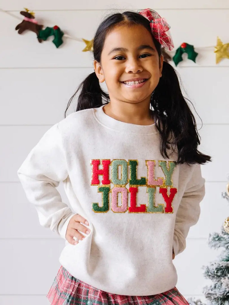 Holly Jolly Kids Patch Christmas Sweatshirt