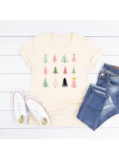 Colorful Christmas Trees Natural Tee