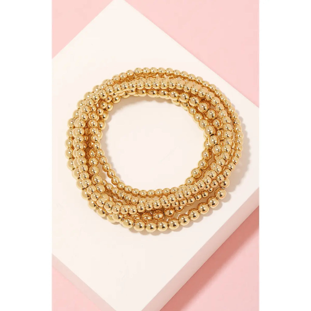 Gold Dipped Ball Bead Bracelet Set