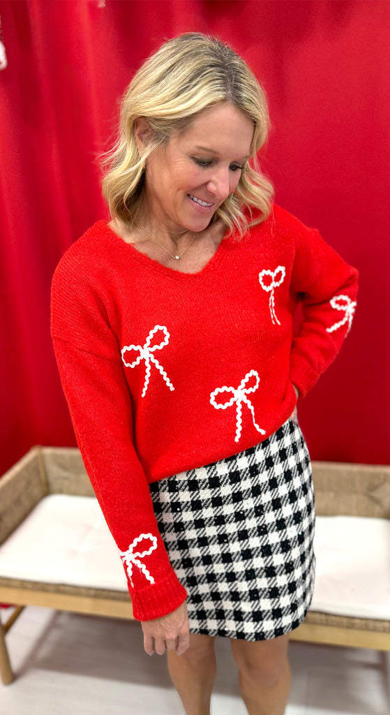 Embellished 'bow' Drop Shoulder Sweater