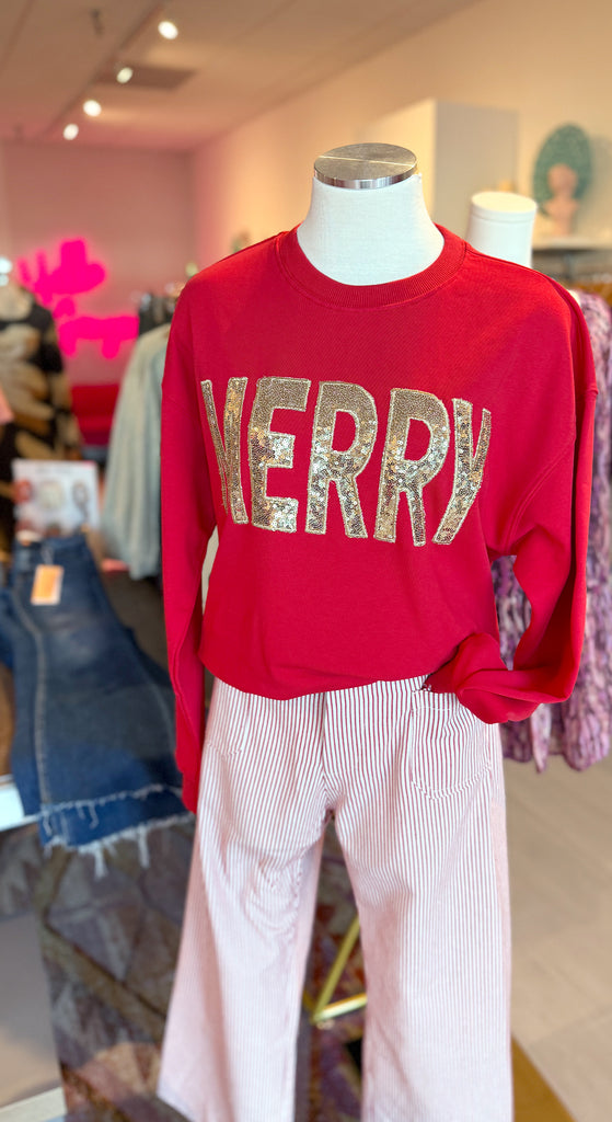 'merry' Sequin Sweatshirt