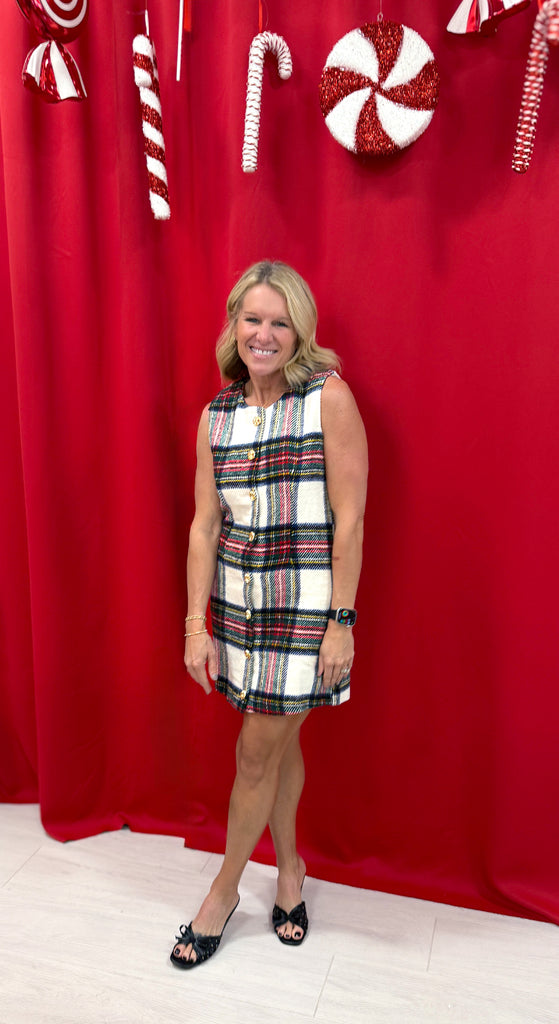 Happy in Plaid Holiday Dress