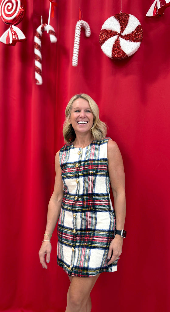 Happy in Plaid Holiday Dress