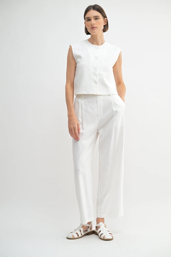 Pin Tuck Detail Elastic Pants