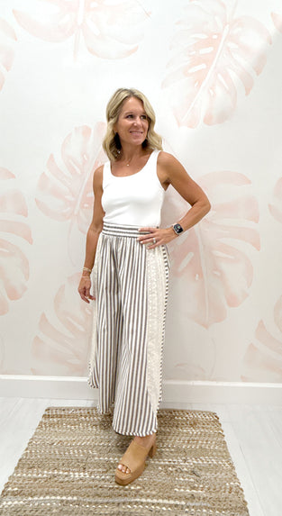 Striped Dolphin Hem Pants