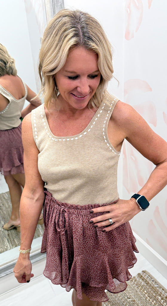 Fuchsia Feline Double Flared Skort