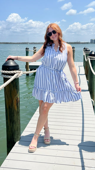 Nautical Belted Mini Dress