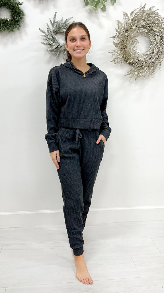 Heathered Hoodie And Pants Set