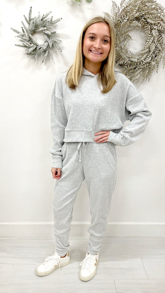 Heathered Hoodie And Pants Set