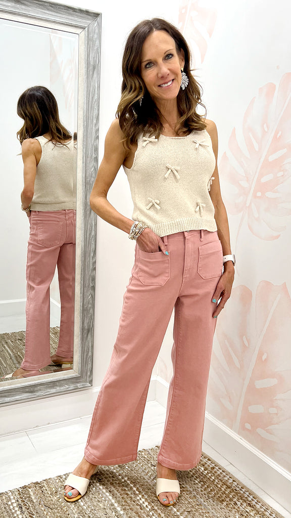 Patch Pocket Wide Leg in Dusty Coral