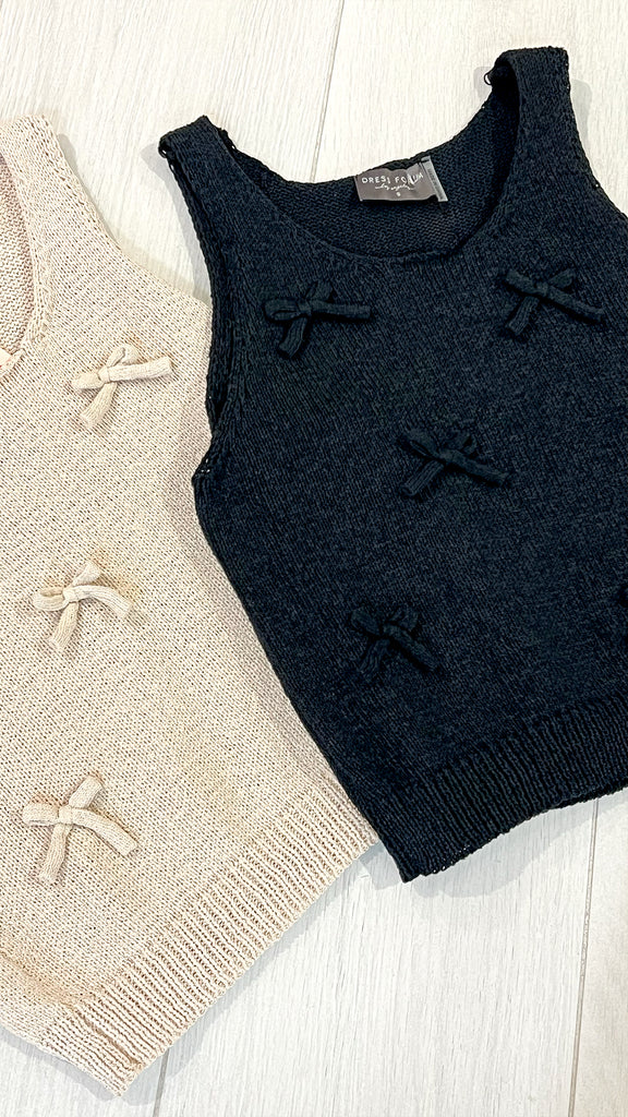 Bow Tie Sleeveless Knitted Top