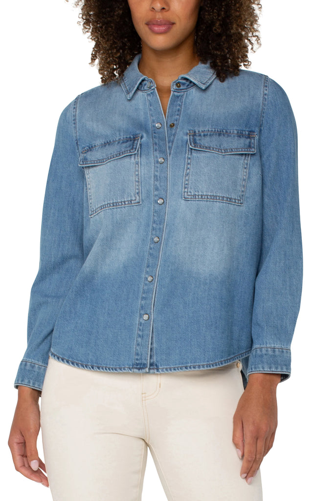 Getty Up Button Up Denim Top