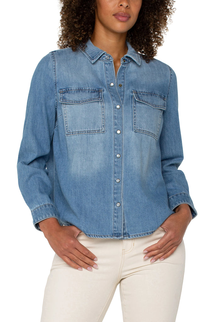 Getty Up Button Up Denim Top
