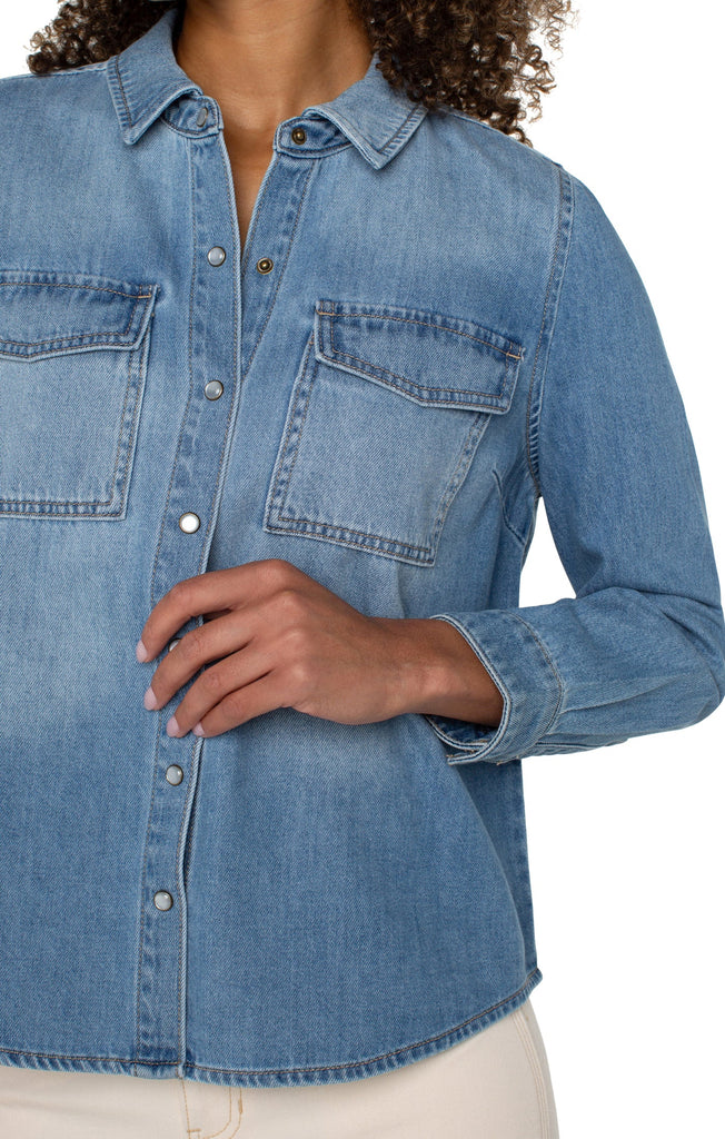 Getty Up Button Up Denim Top