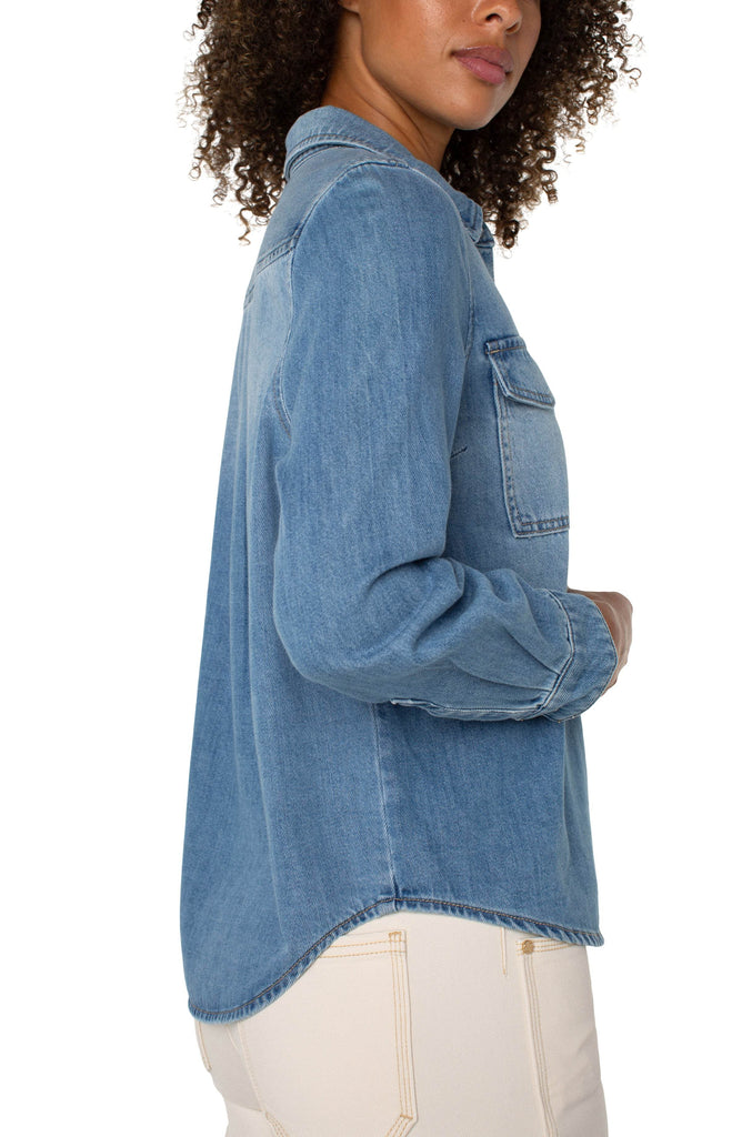 Getty Up Button Up Denim Top