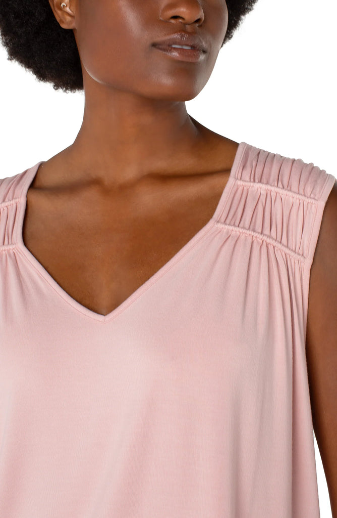 Sleeveless Shirred Detail Knit Top