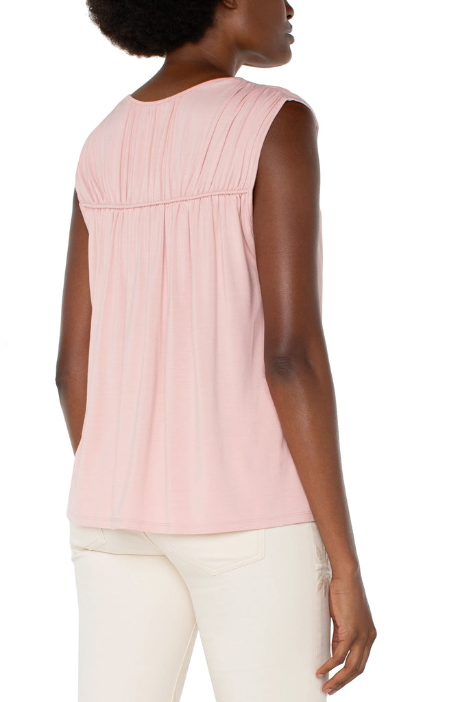 Sleeveless Shirred Detail Knit Top