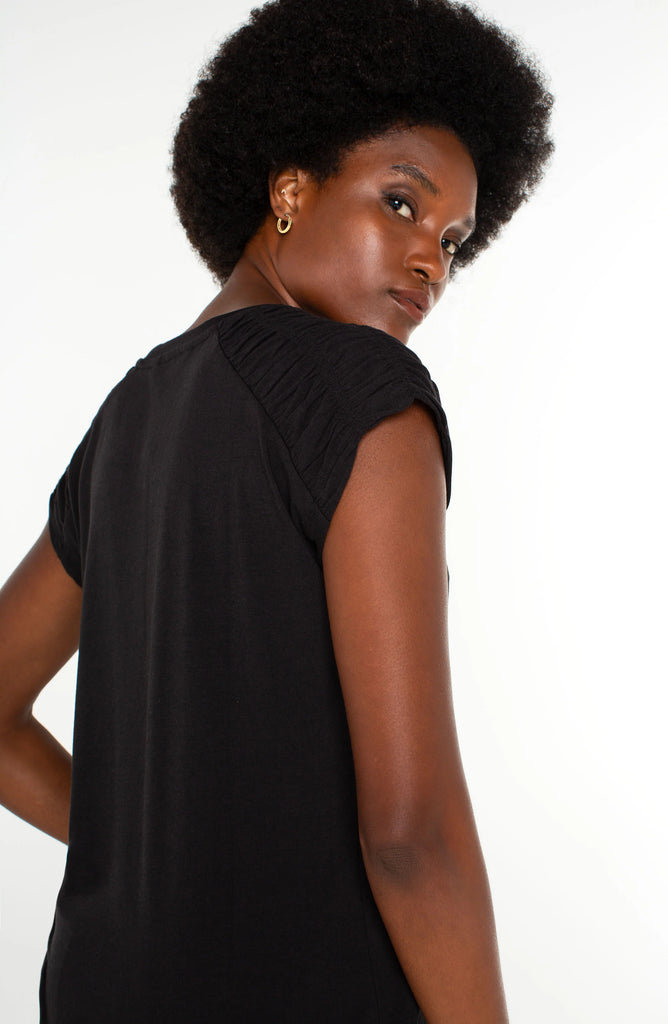 Smocked Shoulder Raglan Knit Top