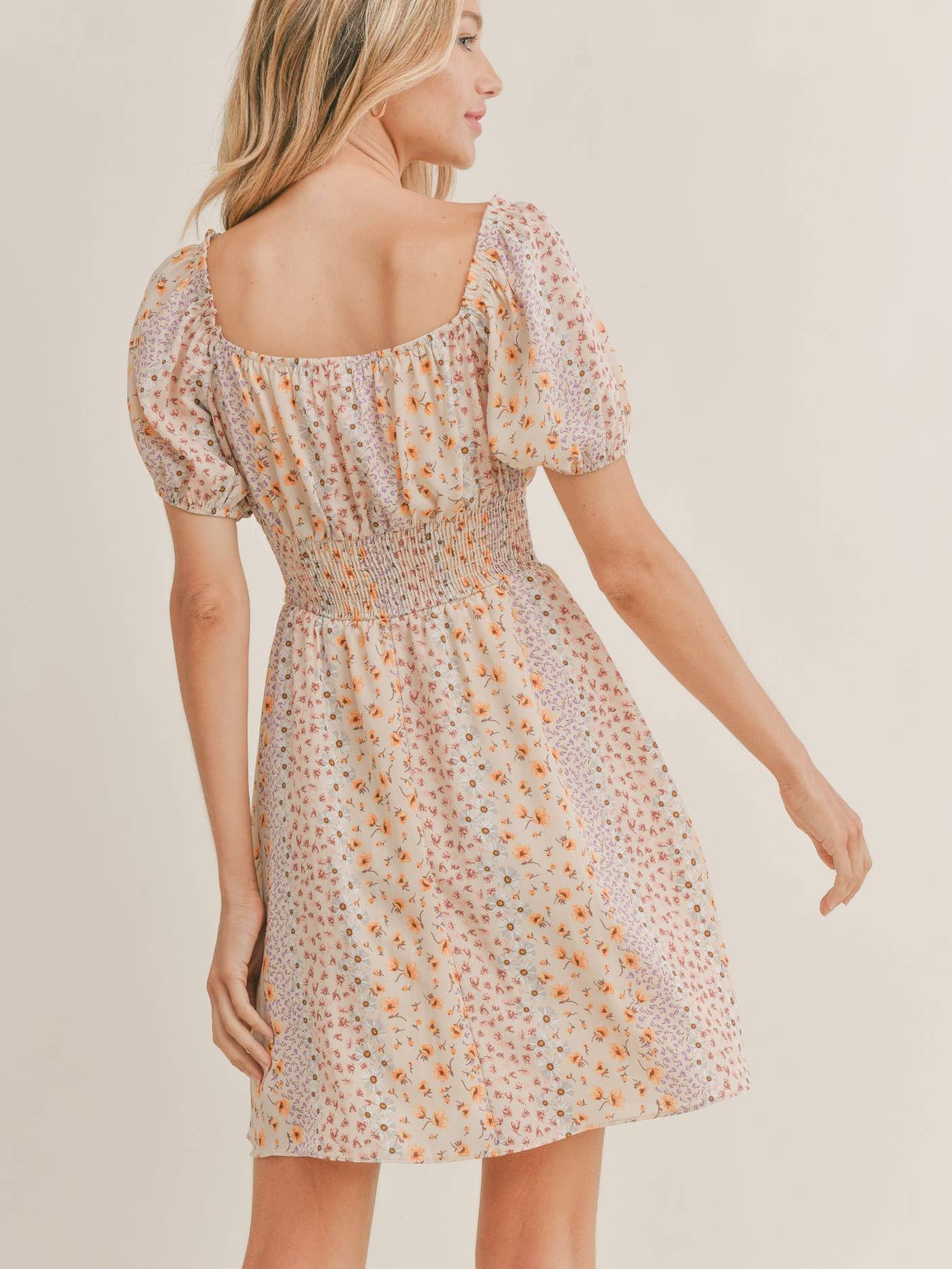 Montauk Sunrise Mini Dress: CREAM MULTI