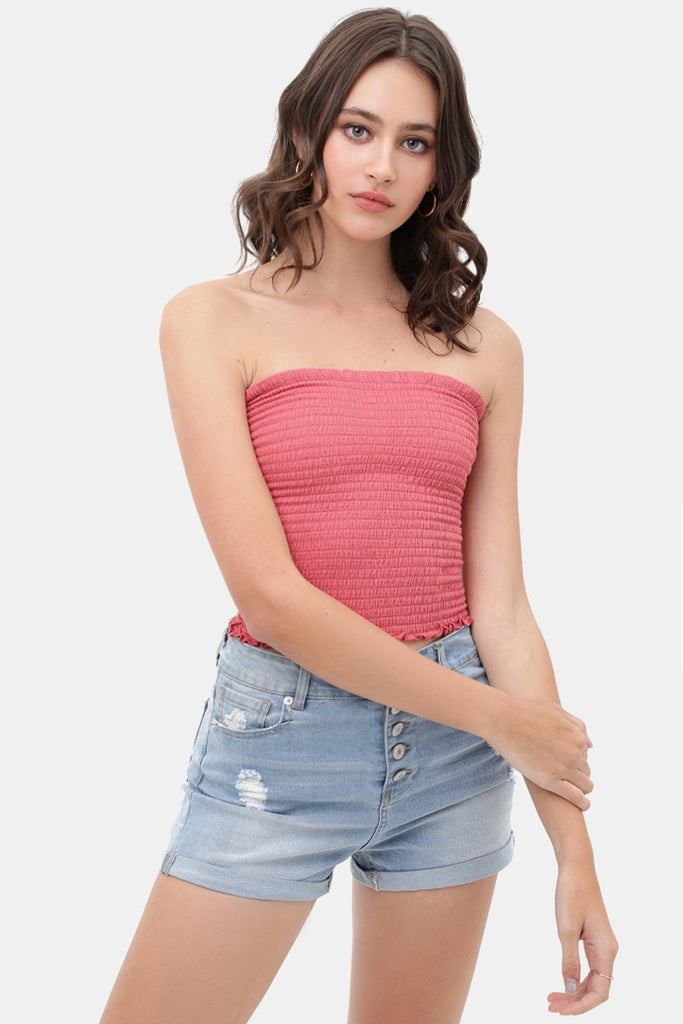 Ruffled Smocked Tube Top