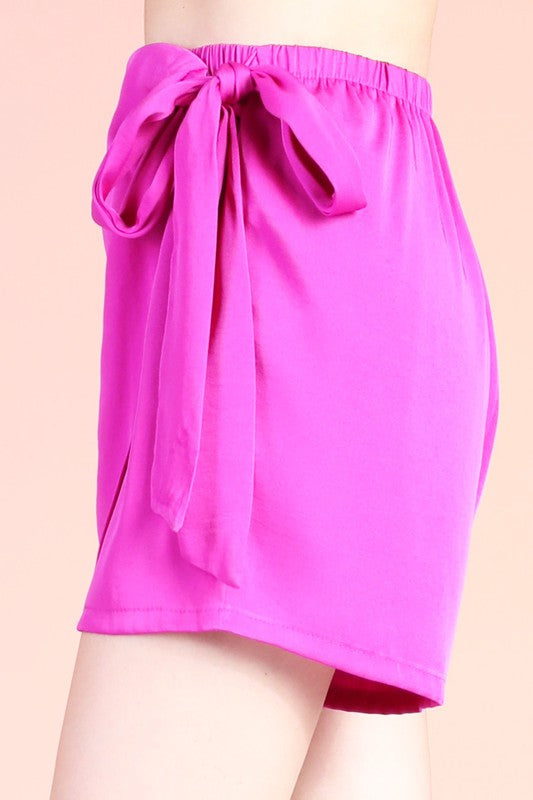 Washed Side Tie Skort Shorts