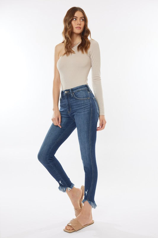 High Rise Frayed Hem Skinny KanCan