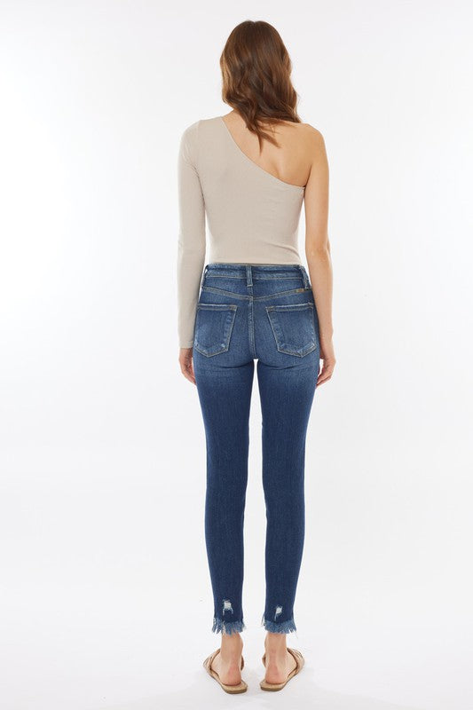 High Rise Frayed Hem Skinny KanCan
