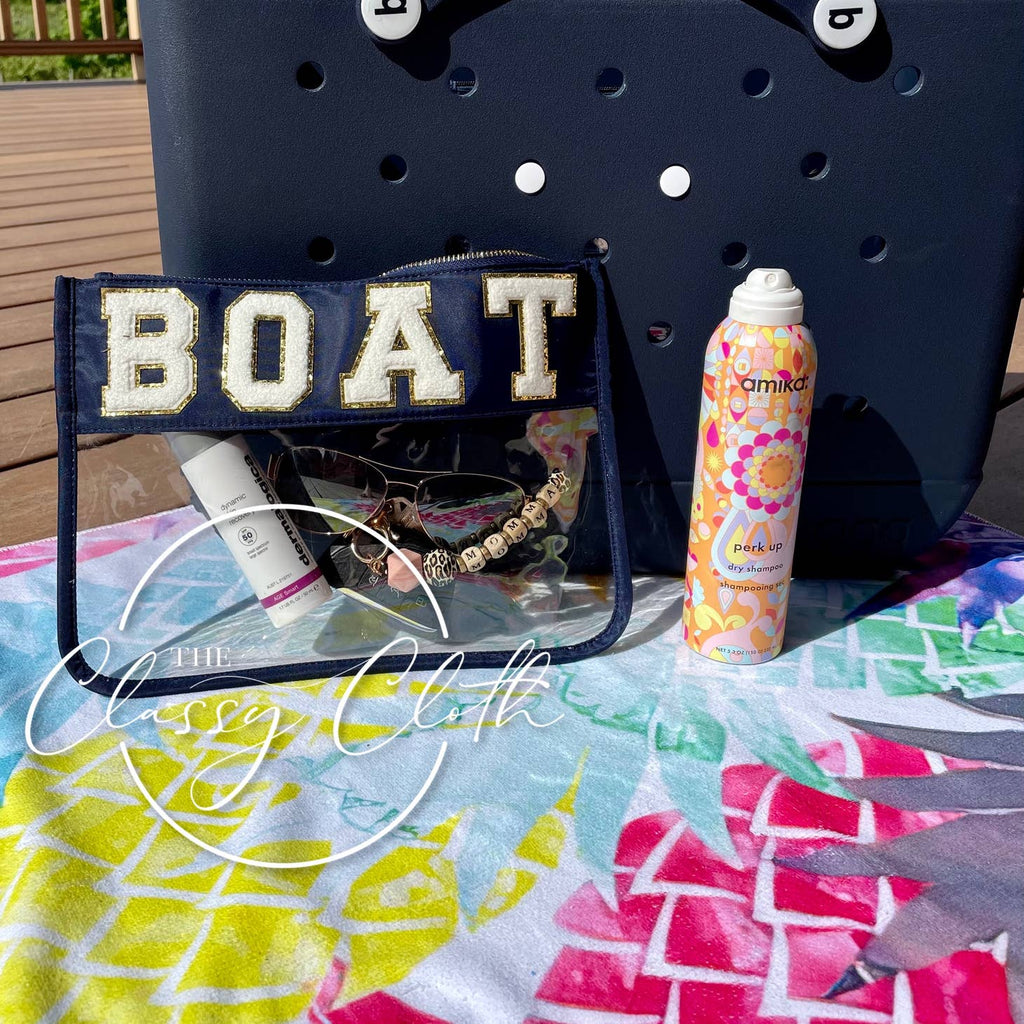 Chenille Letter Clear Pouch