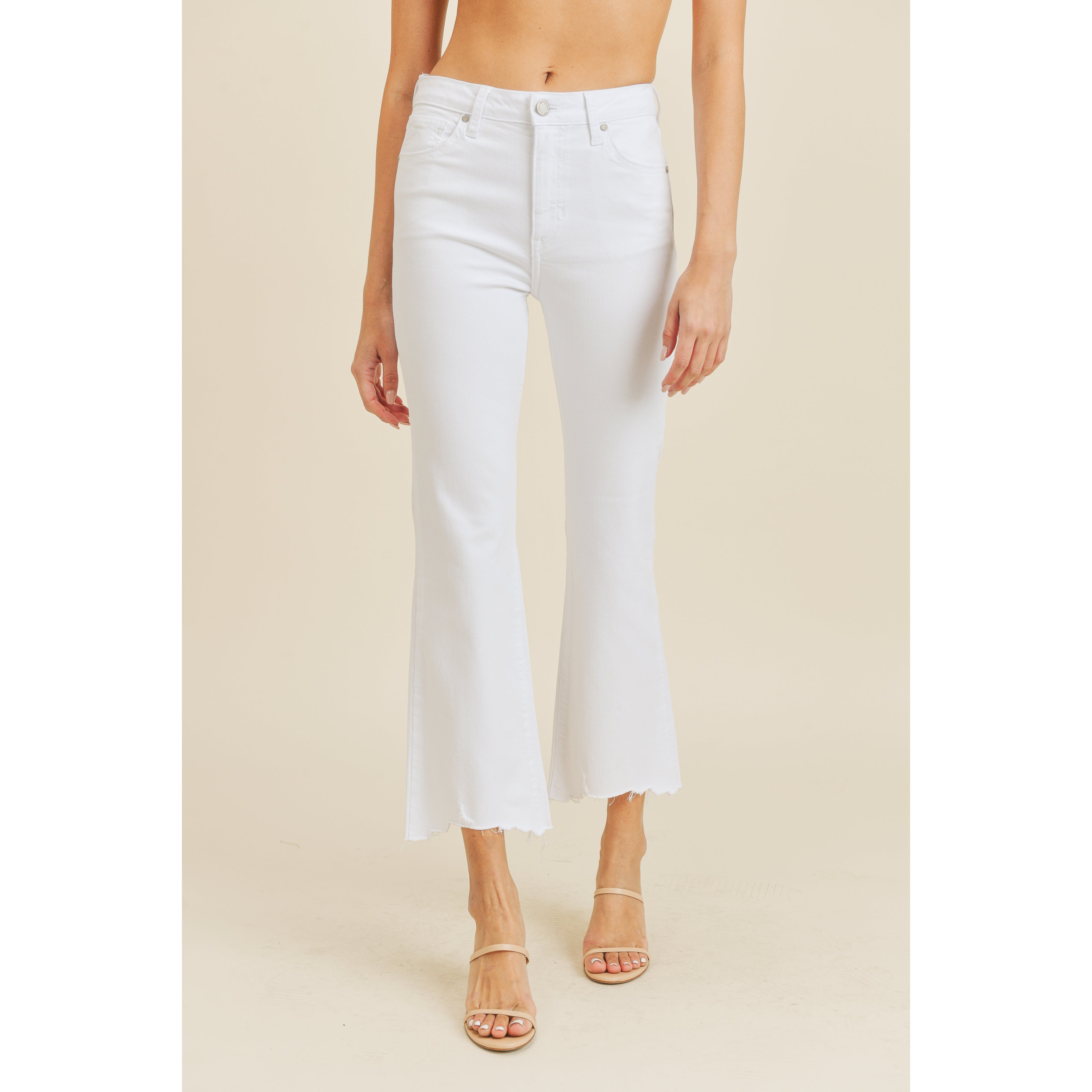 Crop Flare White Jeans