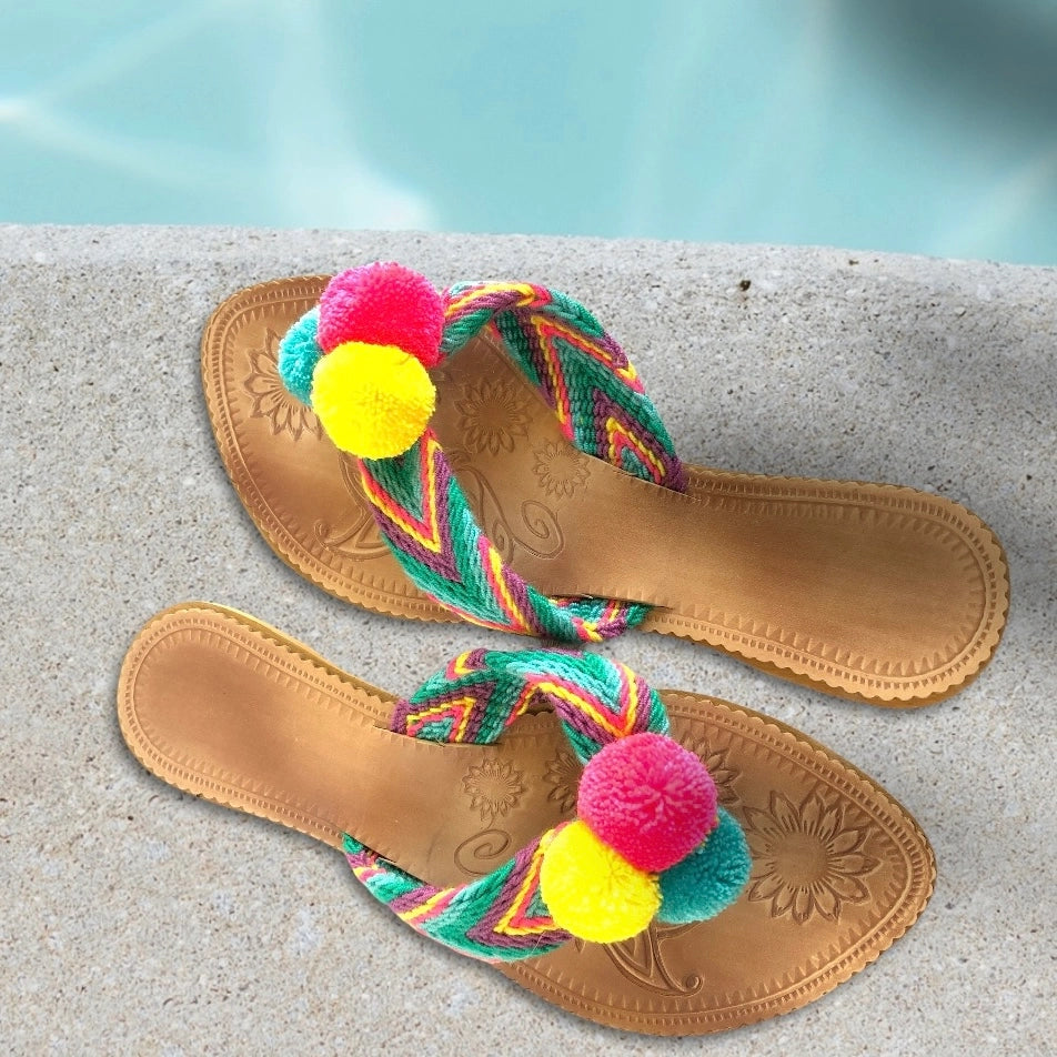 Summer Solstice Pom Pom Sandals