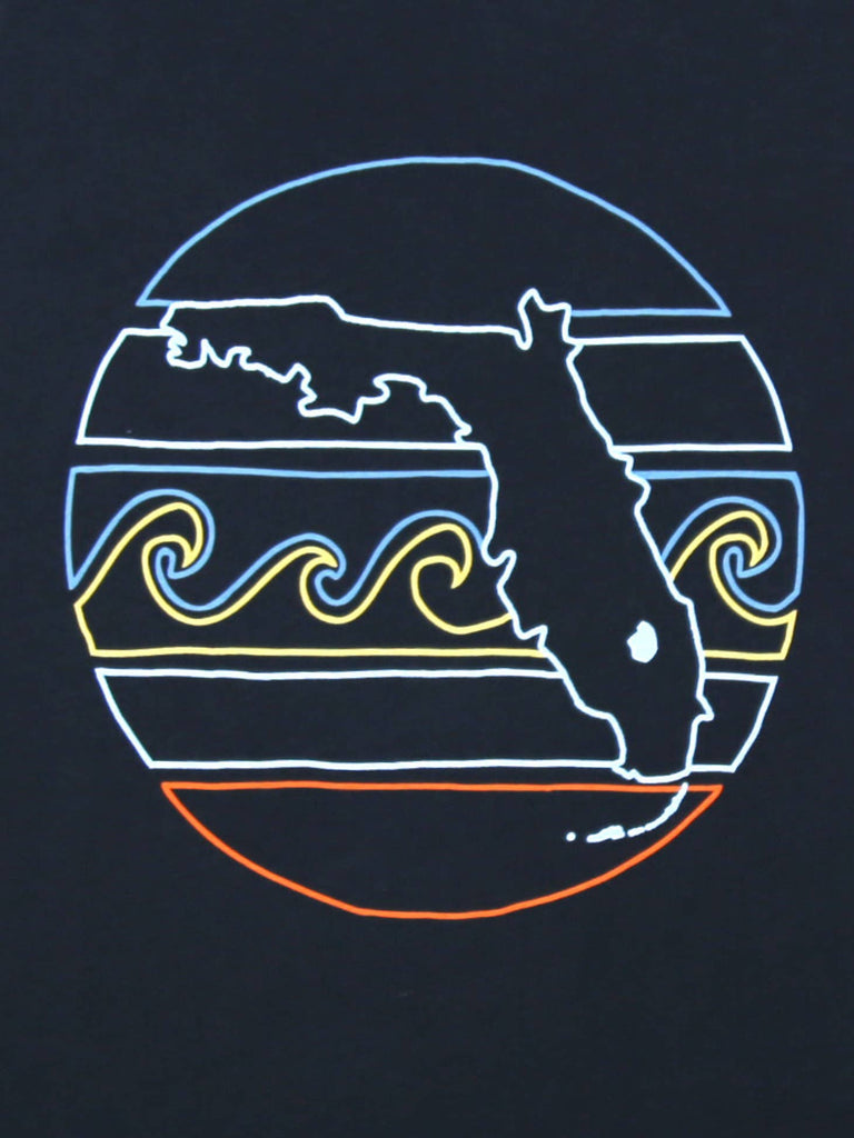 Retro Sunset Outline Muscle Tank - Black