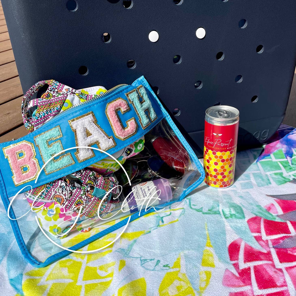 Chenille Letter Clear Pouch