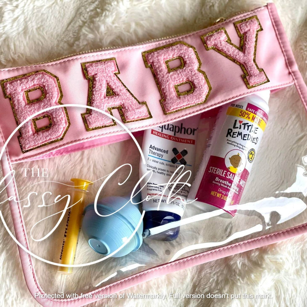 Chenille Letter Clear Pouch