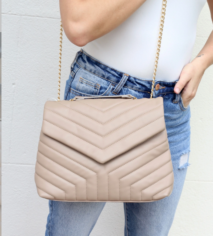 Hunter Quilted Crossbody Taupe