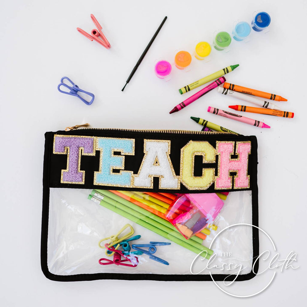 Chenille Letter Clear Pouch