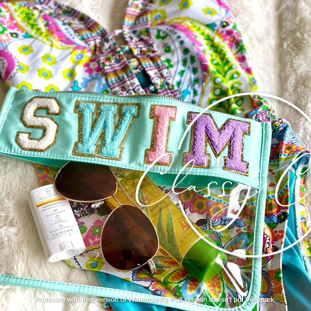 Chenille Letter Clear Pouch