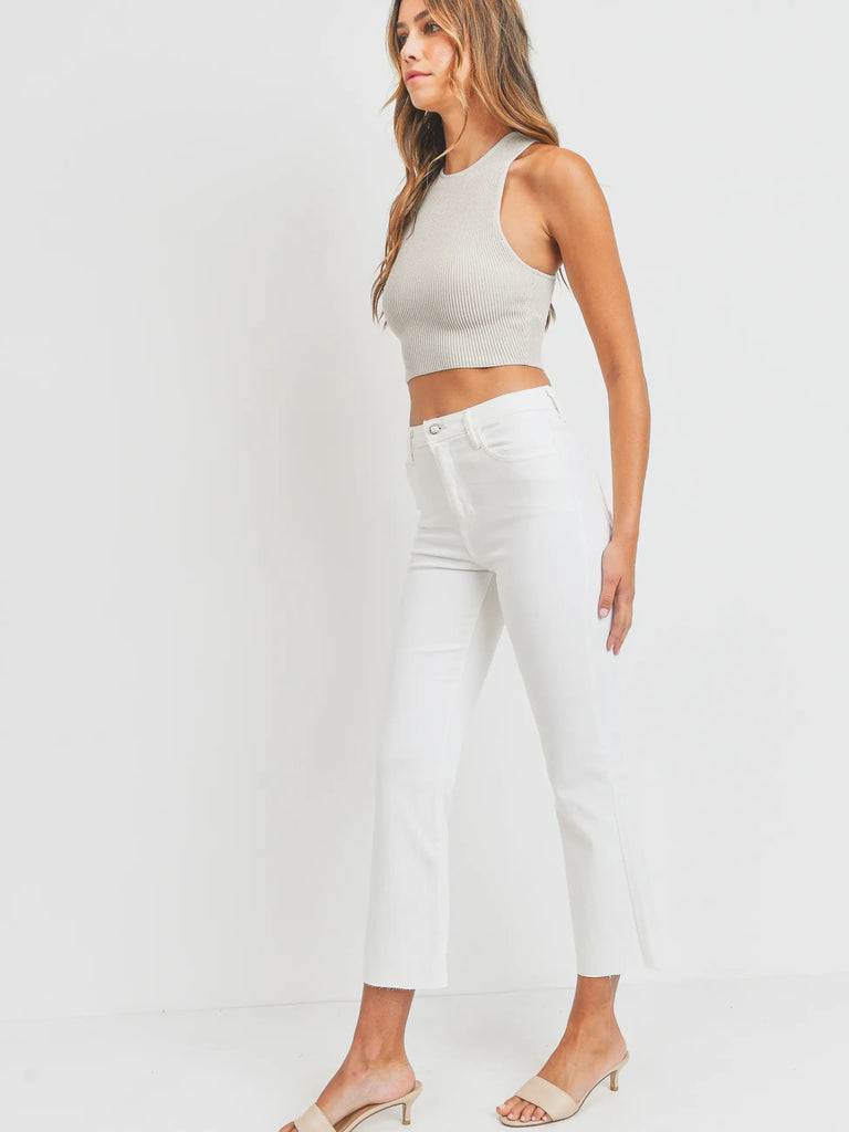Tonal Crop Flare Optic White